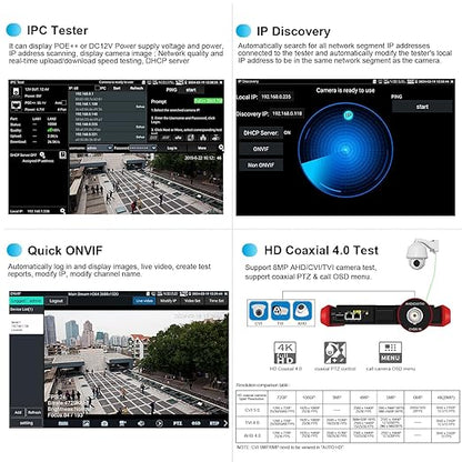 4K 12MP IP Camera Tester, WANLUTECH 90W PoE Power Output 8'' Touchscreen CCTV Test for 8MP TVI CVI AHD CVBS Cameras, SFP Test, RJ45 Cable TDR Test, WiFi Network Tools, HDMI VGA (E89)