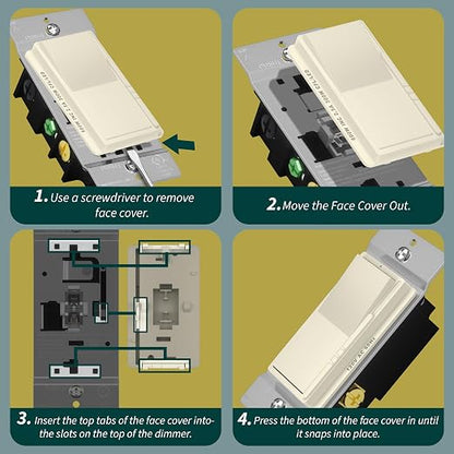 TOPGREENER 300W LED Dimmer Switch, Single Pole or 3-Way, Light Almond, 2P