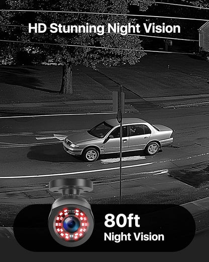 ZOSI 8CH 3K Lite Security Camera System with AI Human Vehicle Detection, 8 x 1920TVL Weatherproof Home Outdoor Cameras, 80ft Night Vision, Remote Access, H.265+ 8 Channel Video DVR, NO Hard Drive