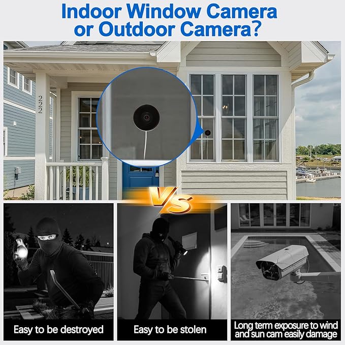 4MP Window Camera for Home Security, WiFi Home Surveillance Camera with Color Night Vision, Motion Detection, 2-Way Audio, AI Human Detection, Easy Mount Indoor Window Cam for Home Monitoring
