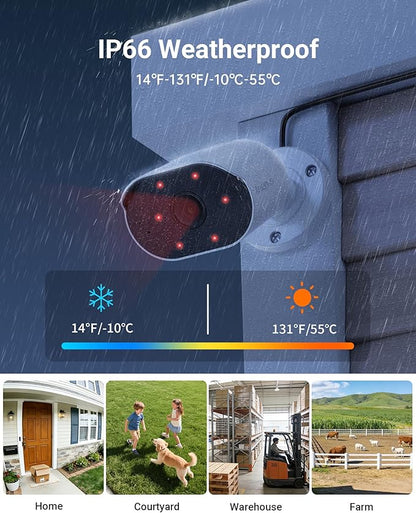 Anlapus 5MP Wired Security Camera System, Human Vehicle Detection, Night Vision, Audio Recording, 4pcs 5MP Outdoor Indoor Camera, 8CH CCTV DVR with 500GB Hard Drive for 24/7 Home Surveillance
