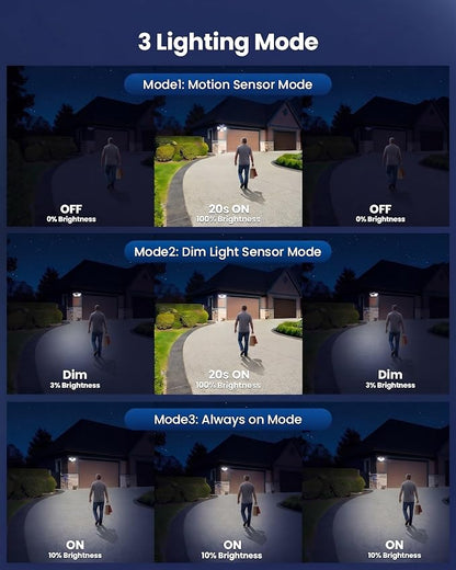 6000LM Solar Flood Lights Outdoor with Motion Sensor, 4 Heads