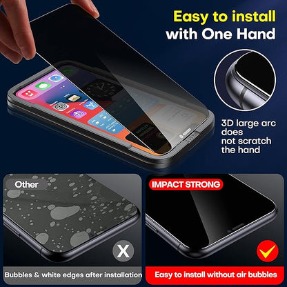 ImpactStrong Anti-Spy Privacy Screen Protector for iPhone 12 Pro Max (6.7-Inch), 9H Tempered Glass, Shatter-Resistant, Anti-Scratch, Easy Install Kit, Case Friendly, 2-Pack