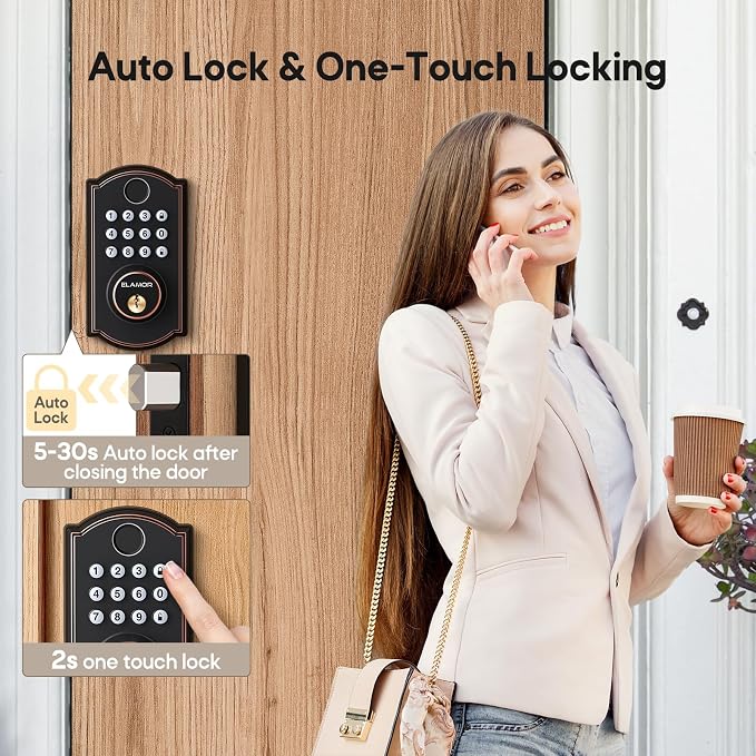M19 Fingerprint Door Lock, Smart Keyless Entry Deadbolt for Front Door ORB