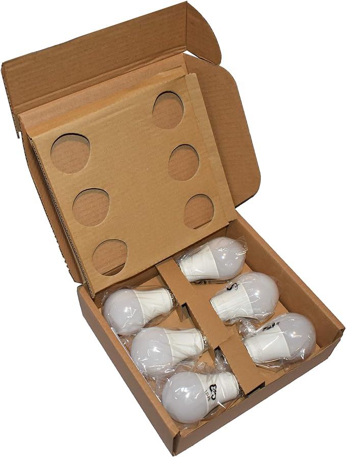 Amazon Basics 60W Equivalent, Daylight White, Non-Dimmable, Energy Efficient, 10,000 Hour Lifetime, A19 LED Light Bulbs, 6-Pack