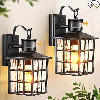 VIANIS Black Motion Sensor Porch Lights Outdoor, 100% Aluminum Anti-Rust