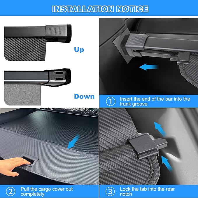 AUXKO Retractable Cargo Cover for Hyundai Palisade 2026 with 4PCS Headrest Hooks, Trunk Cargo Cover Luggage Security Shade Cover Shielding Shade Anti-Peeping Luggage Privacy Screen, Carbon Fiber