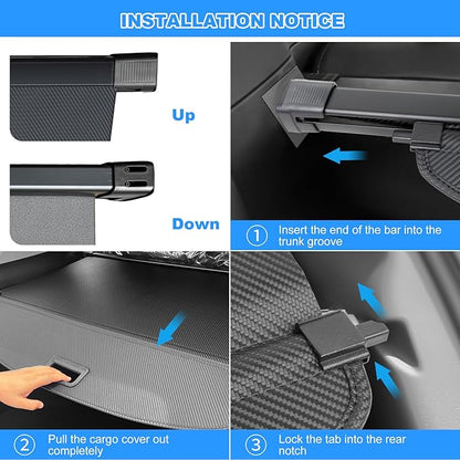 AUXKO 2nd Row Installation Retractable Cargo Cover for Dodge Durango 2026-2011, Trunk Cover for 2026 2025 Dodge Durango Security Shade Cover Shielding Anti-Peeping Luggage Privacy Screen, Carbon Fiber