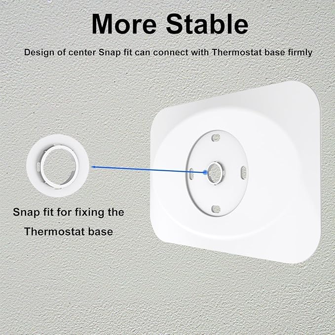 Wall Plate Cover Compatible with Google Nest Learning Thermostat (4th Gen), Practical Trim Kit for Nest Learning Thermostat 4, Snap fit Design (White, 2 Packs)