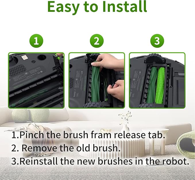 Dual Multi-Surface Rubber Roller Brushes Replacement Parts Compatible with Irobot Roomba I E & J Series I1+ I7 I3+ I4+ I6+ I7+ I8+ J5 J5+ j6 J6+ J7 J7+ J8 J8+ J9+ E5 E6 Vacuum Accessories
