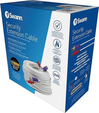 Swann 200ft Security Extension Cable with BNC Connectors and Fire Rated UL Rating for DVR Security Cameras and Systems, 1 Count (Pack of 1)