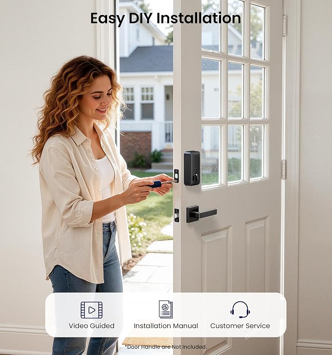Veise VE001 Keyless Entry Deadbolt, Electronic Keypad Lock, Matte Black