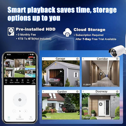 3MP Wireless Security Camera System – 6 Wi-Fi Bullet Cams + 10CH NVR, 15m IR Night Vision, IP66 Weatherproof, H.265, Plug-and-Play Indoor/Outdoor Surveillance, Mobile Alerts, Dual Storage