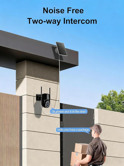 2K Security Cameras Wireless Outdoor, 5GHz WiFi Solar Camera Outdoor Wireless, Wire-free Installation, AI Detection, Two-way Audio, Mobile alerts, SD/Cloud Storage, Color Night Vision, 2 Packs