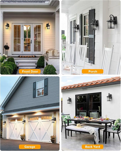 VIANIS Black Outdoor Lights for House, Dusk to Dawn Light Fixture, Waterproof Wall Lights, Porch Lights Outdoor for House, Garden, Garage, Entryway, Anti-Rust
