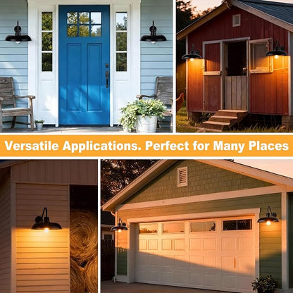 16 Inch Outdoor Gooseneck Barn Light, 2-Pack Extra Large Farmhouse Outdoor Wall Lights, Industrial Rustic Waterproof Stain Black Wall Mount Weather Resistant Exterior Lamp for Shed Barn Backyard