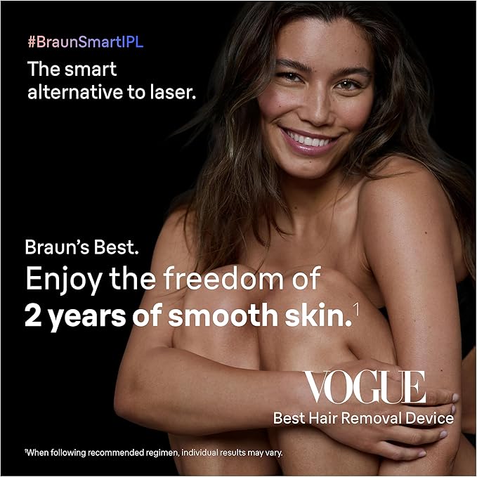 Braun Skin i-Expert Smart IPL PL7219 at Home Laser Hair Removal for Women and Men with App, Premium Pouch, Venus Razor, 2 Smart Heads, Facial Trimmer