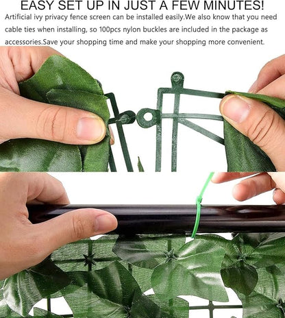 Privacy Fence Screen Artificial Ivy Grass Wall Screen 120x40 in Balcony Fence Privacy Screen Faux Vines Green Backdrop Fake Ivy Wall Panels Hedge Fence for Patio,Garden, Backyard Indoor Outdoor deocr