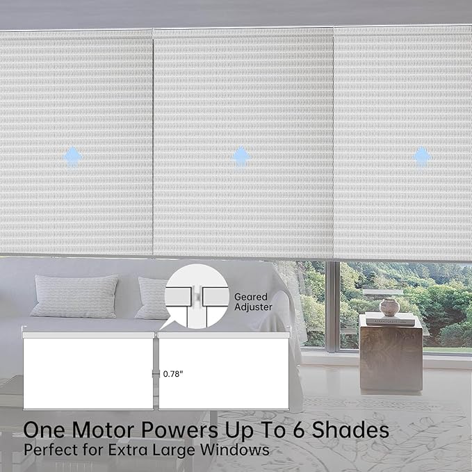 Motorized Coupled Shades, Falme Resistant Smart Solar Shades for Large Windows Automatic Blinds Compatible with Alexa, Electric Roller Blinds Customized for Home Office(1% Openness Sliver)