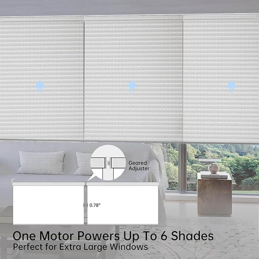 Motorized Coupled Shades, Falme Resistant Smart Solar Shades for Large Windows Automatic Blinds Compatible with Alexa, Electric Roller Blinds Customized for Home Office(1% Openness Sliver)