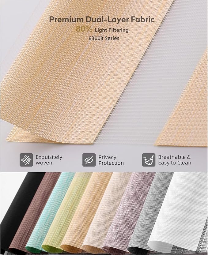 ACMEART Motorized Zebra Blinds,Smart APP & Remote Control Light Filtering Zebra Shades,Compatible with Alexa,Custom Size Electric Window Blinds for Home Office (Beige)