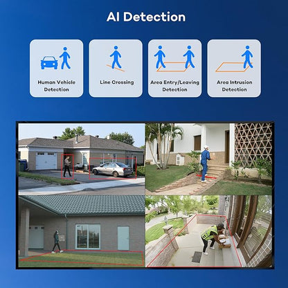 ONWOTE PTZ PoE IP Security Camera, 350° Pan 87° Tilt 5X Optical Zoom 4K 8MP, 2 Way Audio, 2.7-13.5mm Motorized Lens, AI Human Vehicle Detection, 60ft-100ft IR, Outdoor Dome with Audio
