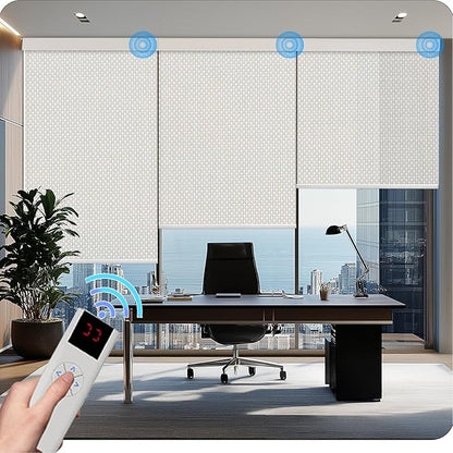 Motorized Blinds with Remote Cordless Automatic Motorized Shades Custom Blinds for Windows Smart Curtains Compatible with Alexa Google Home(3% Solar Beige,W48 x H72in)