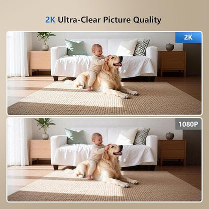 3MP Indoor Security Camera with 32GB SD Card - Pan/Tilt WiFi Camera with Motion Detection & Smart Night Vision for Baby & Pet Monitoring, Supports Cloud Storage