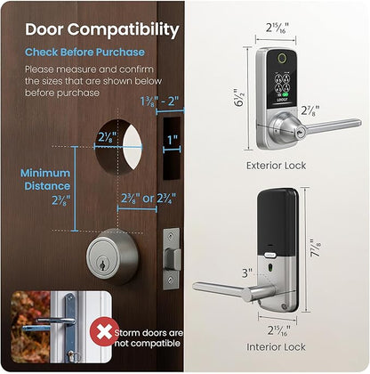 Lockly Secure Pro Smart Lock with Built-in Wi-Fi, Fingerprint Door Lock, Keyless Entry Digital Door Lock with PIN Genie Keypad (Satin Nickle)