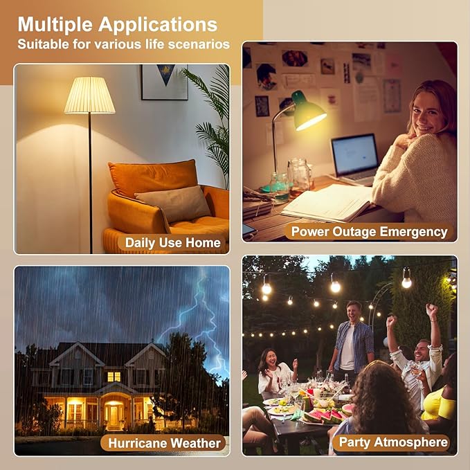 Rechargeable Light Bulbs with Remote Control, 3600mAh E26 Base Battery OperatedLED Bulb for Lamp Sconce, 300LM 15 RGB Lights Dimmable Timer Wireless Magnetic Led Light Bulb, 1 Pcs