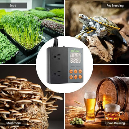 BN-LINK Smart WiFi Digital Temperature Controller Heating Cooling, Works with Alexa and Google Home. For Reptiles Aquarium Carboy Homebrew Breeding Fermenter Seed Germination °C/°F -40-176°F 15A/1875W