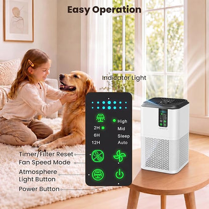 Air Purifiers for Home Large Room Up to 1750ft², Auto Air Quality Monitor