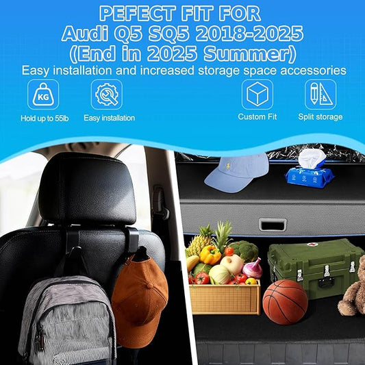 AUXKO Retractable Cargo Cover for Audi Q5 SQ5 2025-2018(End in 2025 Summer), Trunk Cover Luggage Security Shade Cover Shielding Anti-Peeping Luggage Privacy Screen, Carbon Fiber(Not for Sportback)