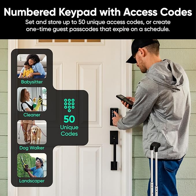 Wyze Auto-Lock Bolt v2, Fingerprint Keyless Entry Smart Lock, AI Learning Scanner with Wi-Fi Front Door Lock Deadbolt, Auto-Lock, 8 Months Battery, BHMA2, IP53, Anti-Peep Keypad, Backup Keys