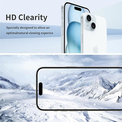 Juvraixo Compatible With iPhone 15/14 pro Privacy Screen Protector 6.1 Inch Anti Blue Light for iPhone15 Tempered Glass 28° Rose red Gradient Anti-Spy Easy Installation Full Coverage Anti-Scratch