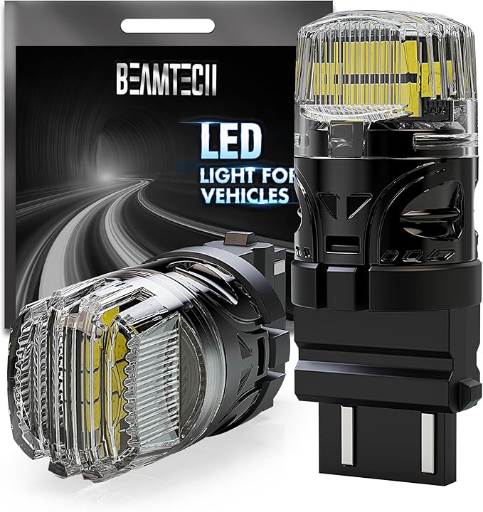BEAMTECH 3157 3156 LED Bulbs Reverse Lights, 6500K White Super Bright for 3056 3156A 3057 4157 4057 3457 3057 Tail Lights, Brake Parking Back Up Lights, Pack of 2