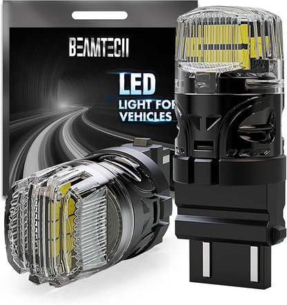 BEAMTECH 3157 3156 LED Bulbs Reverse Lights, 6500K White Super Bright for 3056 3156A 3057 4157 4057 3457 3057 Tail Lights, Brake Parking Back Up Lights, Pack of 2