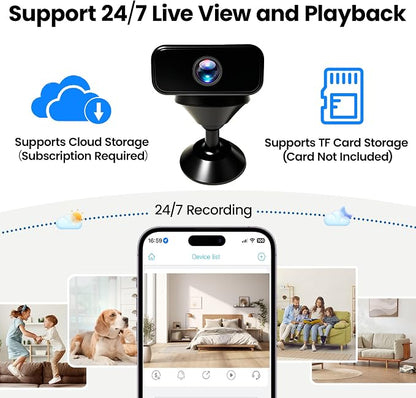Only 0.6 inch Hidden Camera, 2026 Upgraded 4K Spy Camera, Mini Camera with Real-Time Recording, AI Motion Detection, Support Cloud & TF Storage, Night Vision, Indoor Cameras for Home Security