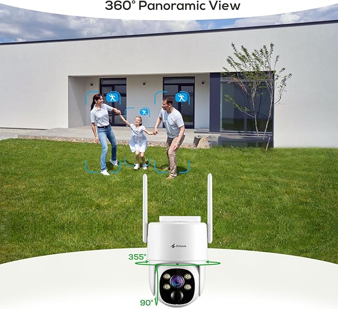 Kittyhok Home Solar Securiy Camera System | 4pcs Bullet & 2pcs PT Wireless Solar Security Camera Outdoor, Human Detection, Spotlight | 10CH NVR, 10'' IPS Monitor, Local Storage