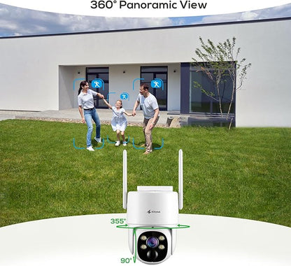 Kittyhok Home Solar Securiy Camera System | 4pcs Bullet & 2pcs PT Wireless Solar Security Camera Outdoor, Human Detection, Spotlight | 10CH NVR, 10'' IPS Monitor, Local Storage