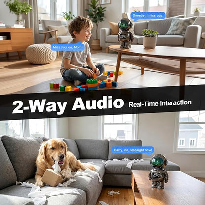 2K Clock Indoor Camera, 2.4G/5G WiFi Cameras for Home Security with Temperature & Humidity Display, 2-Way Audio, AI Motion Detection, Color Night Vision, Baby Monitor & Pet Camera (Gray)