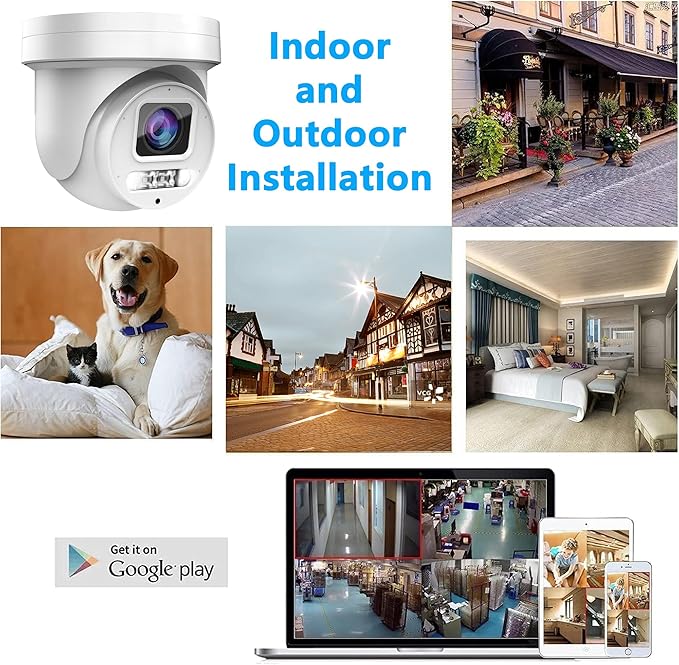 Real HD 4K 8MP Mini PTZ Dome PoE IP Camera Outdoor Pan 350° Tilt 90° 5X Optical Zoom, 130Ft Full Color Night Vision, H.265, IP67, NDAA Compliant