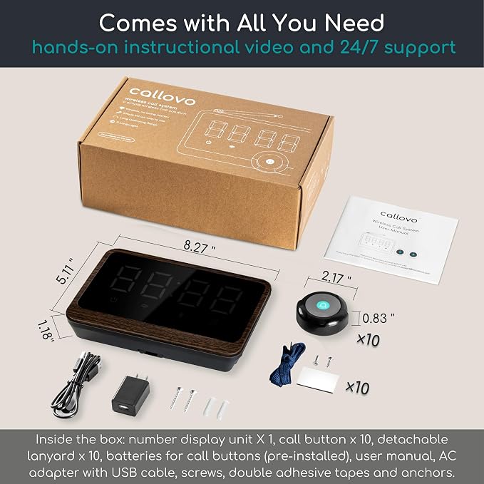 Wireless Nurse Call System with Call Buttons, 2-Number Display | Displays the oldest and next active calls for faster response in care and service environments