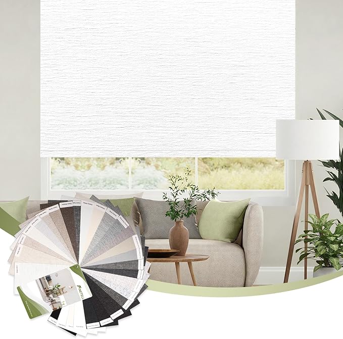 FineTell Motorized Blinds with Remote, 100% Blackout Roller Shades Compatible with Alexa,Apple Homekit,Google Home APP and Voice Control, Customized Electric Blinds