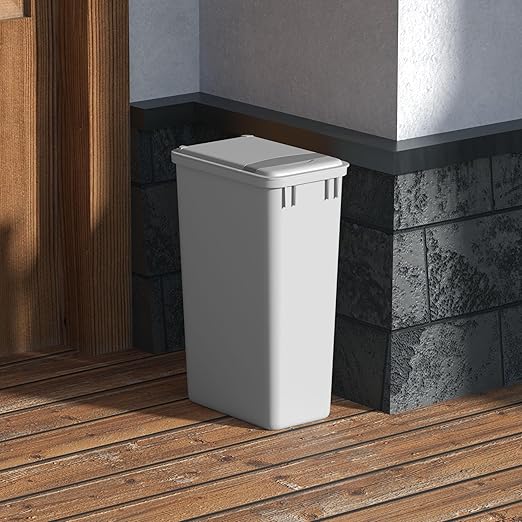 Dowell 50L Wastebasket Trash Container, 52.8Qt/13.2Gal, Plastic, Stackable, for Kitchen/Bathroom/Office, Fits Under Sink/Desk (Grey 4000 50 04)