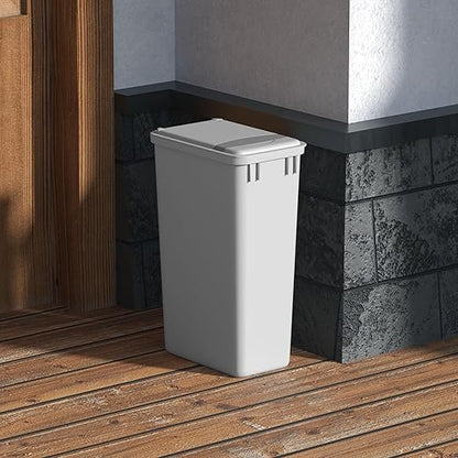 Dowell 50Qt Waste Trash Container, 13Gal, Plastic, Stackable, for Kitchen/Bathroom/Office, Fits Under Sink/Desk (Grey 4000 50 04-2 Pack)