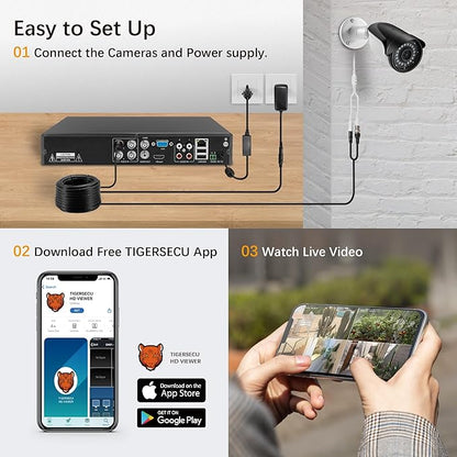 TIGERSECU Super HD 1080P 4 Channel DVR Security Recorder with 1TB Hard Drive, Hybrid 6-in-1 CCTV DVR Recorder Compatible with 2MP and 5MP TVI, AHD, CVI, Analog, RS485 PTZ and IP Cameras