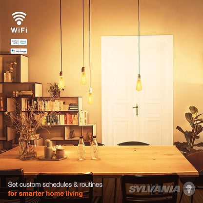 Sylvania WiFi LED Smart ST19 Amber Finish Light Bulb, 3.5W Efficient, for Alexa/Google Assistant, 2000K, No Hub Required - 2 Pack (75802)