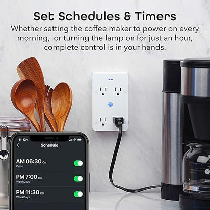 Geeni Smart Wi-Fi 4 Outlet Plug with Surge Protection - Compatible with Alexa & Google Home, White: 1-Pack