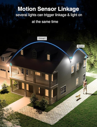 Onforu 100W 9000LM Smart LED Security Lights Motion Sensor Outdoor, WiFi Alexa Flood Light APP Control, 2500K-6500K, Motion Detector with Adjustable 3 Head, IP65 Wall Light for Yard (Black)